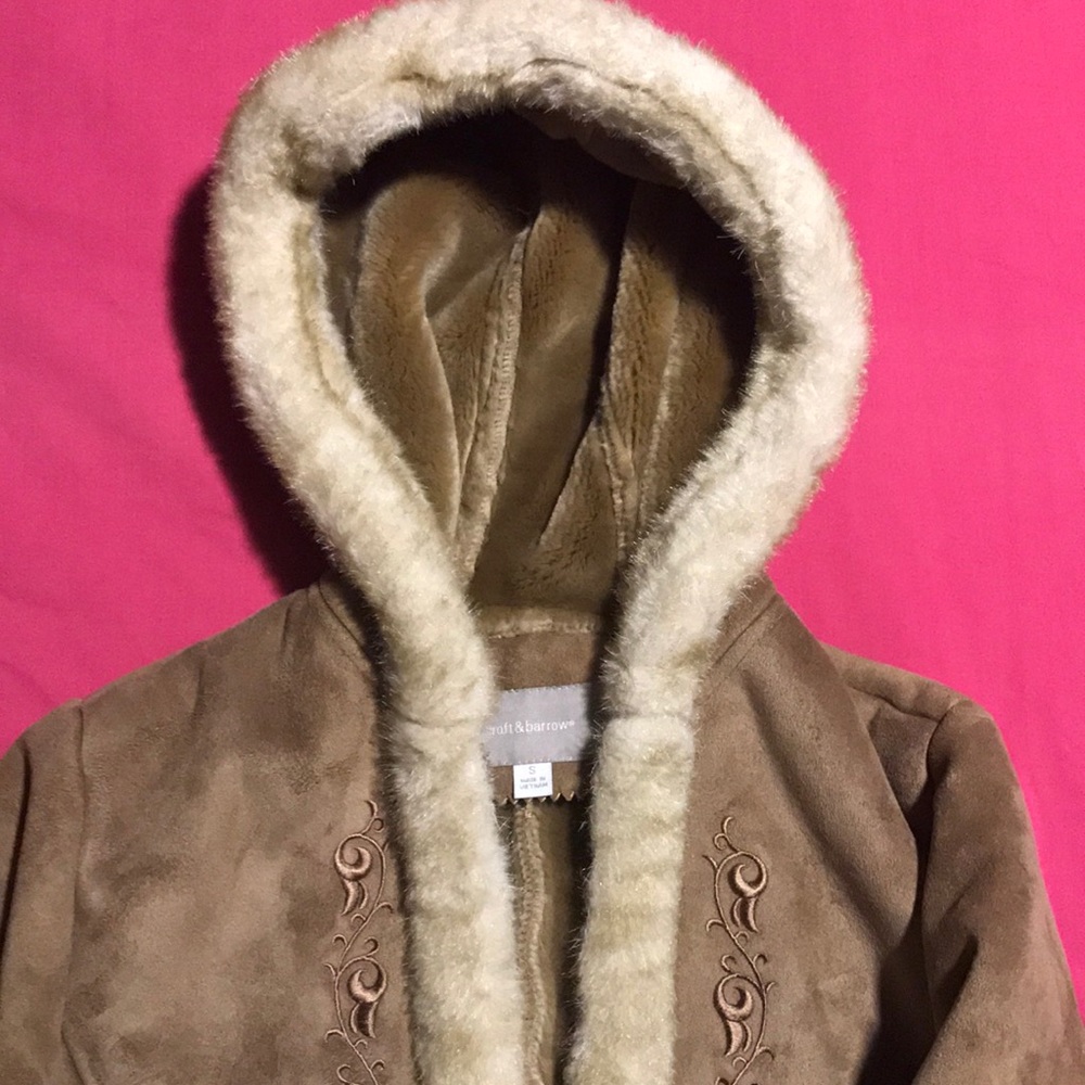 Faux Suede Winter Jacket with Hood - Picture 2 of 8